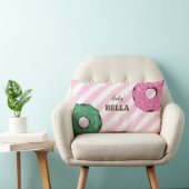 Cute Roze & Groene Donut Baby Worpkussen Kussen (Stoel)