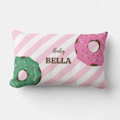 Cute Roze & Groene Donut Baby Worpkussen Kussen (Voorkant)