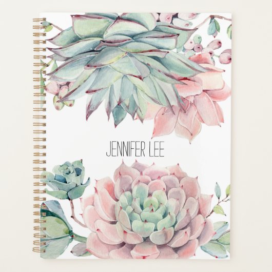Cute roze groene succultus planner (Voorkant)