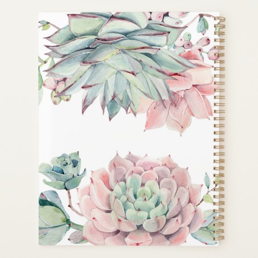 Cute roze groene succultus planner (Achterkant)