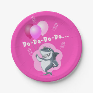 Cute roze haai Roze ballonnen van afgelopen dag Papieren Bordje