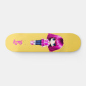 Cute roze haar aangepaste naam persoonlijk skateboard (Horizontaal)