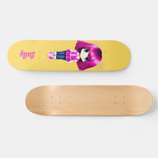 Cute roze haar aangepaste naam persoonlijk skateboard (Horizontaal)