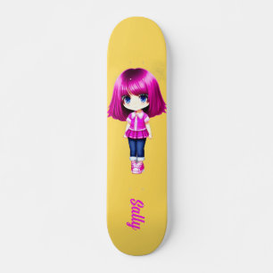 Cute roze haar aangepaste naam persoonlijk skateboard