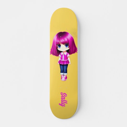 Cute roze haar aangepaste naam persoonlijk skateboard (Voorkant)
