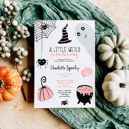 Cute roze Halloween illustraties baby shower meisj Kaart