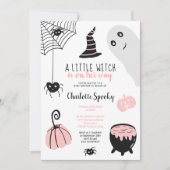 Cute roze Halloween illustraties baby shower meisj Kaart (Voorkant)