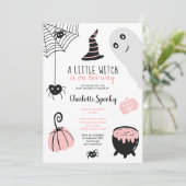 Cute roze Halloween illustraties baby shower meisj Kaart (Staand voorkant)
