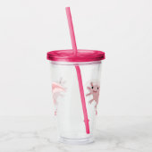 Cute roze happy axolotl acryl drinkbeker (Links)