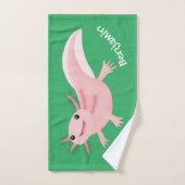 Cute roze happy axolotl bad handdoek (Handdoek)