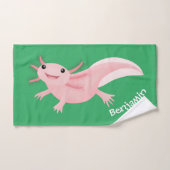 Cute roze happy axolotl bad handdoek (Handdoek)