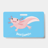 Cute roze happy axolotl badge (Achterkant)