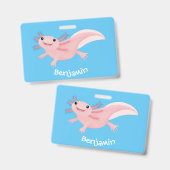 Cute roze happy axolotl badge (Voor- en achterkant)