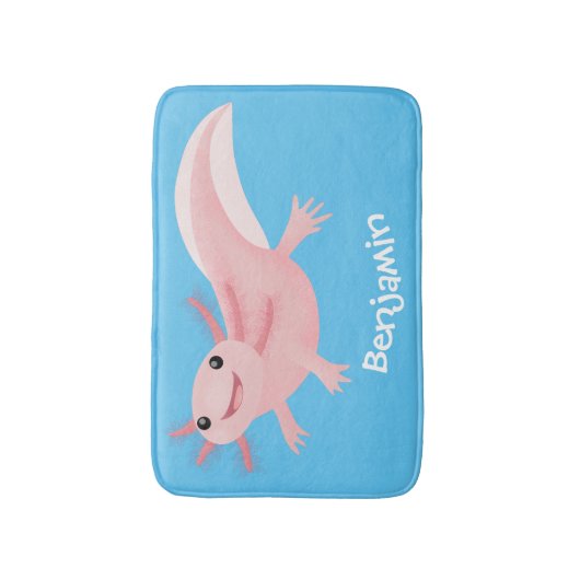 Cute roze happy axolotl badmat (Voorkant Verticaal)