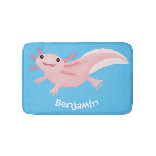 Cute roze happy axolotl badmat (Voorkant)