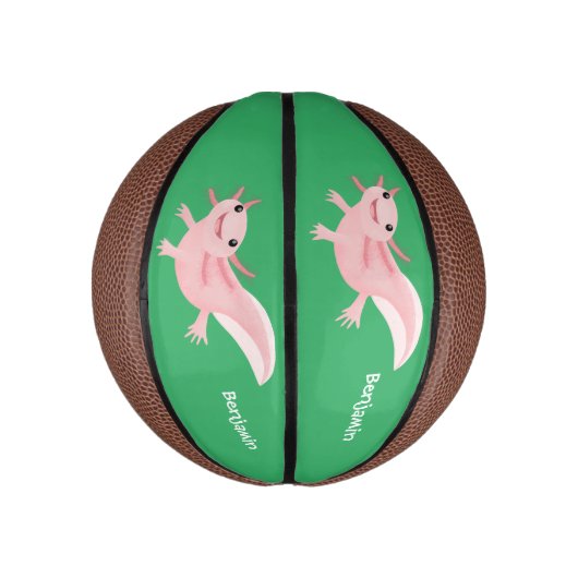 Cute roze happy axolotl basketbal (Verticaal)