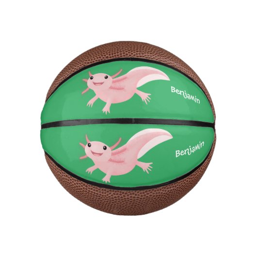 Cute roze happy axolotl basketbal (Voorkant)