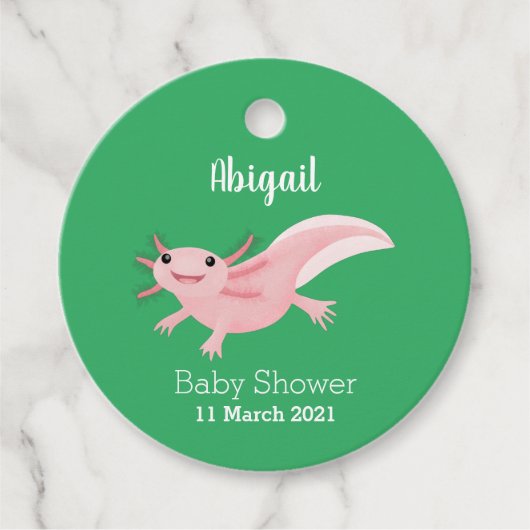 Cute roze happy axolotl bedankjes labels (Voorkant)