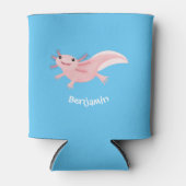 Cute roze happy axolotl blikjeskoeler (Voorkant)