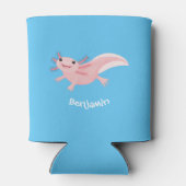 Cute roze happy axolotl blikjeskoeler (Achterkant)