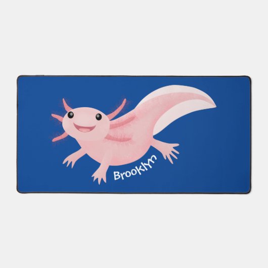 Cute roze happy axolotl bureaumat (Voorkant)