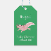 Cute roze happy axolotl cadeaulabel (Voorkant)