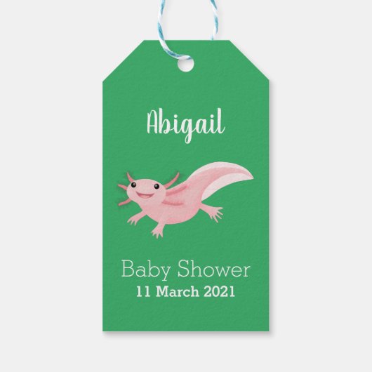 Cute roze happy axolotl cadeaulabel (Achterkant)