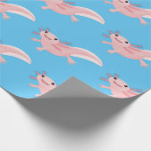 Cute roze happy axolotl cadeaupapier (Hoek)