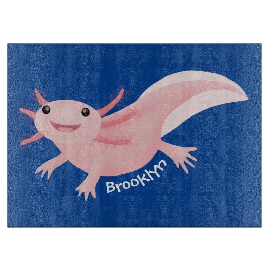 Cute roze happy axolotl cartoon snijplank (Voorkant)