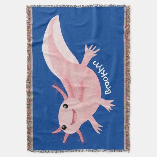 Cute roze happy axolotl deken (Voorkant Verticaal)