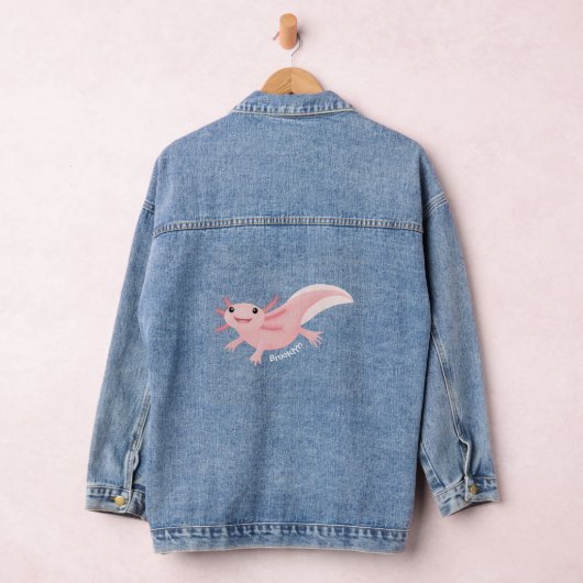 Cute roze happy axolotl denim jacket (Hangar)