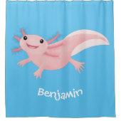 Cute roze happy axolotl douchegordijn (Voorkant)