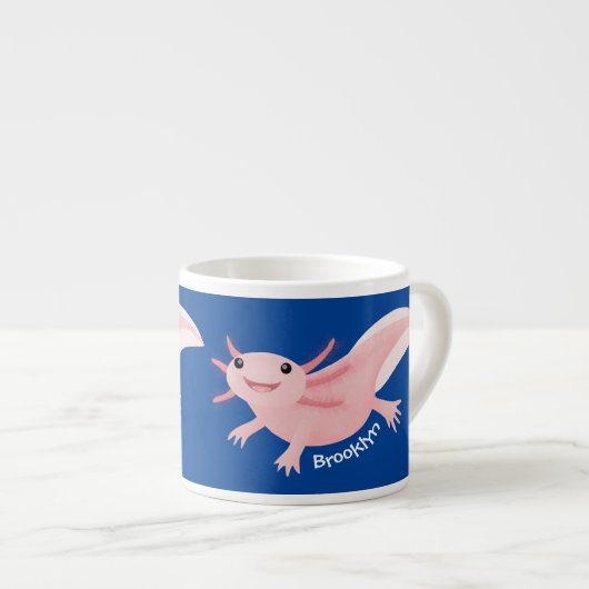 Cute roze happy axolotl espresso kop (Voorkant rechts)