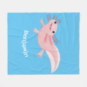 Cute roze happy axolotl fleece deken (Voorkant (Horizontaal))