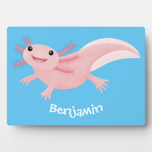 Cute roze happy axolotl fotoplaat (voorkant)