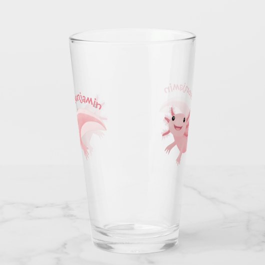 Cute roze happy axolotl glas (Links)