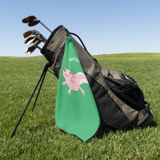 Cute roze happy axolotl golfhanddoek (Groen)