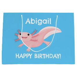 Cute roze happy axolotl groot cadeauzakje