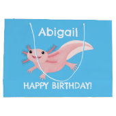 Cute roze happy axolotl groot cadeauzakje (Achterkant)