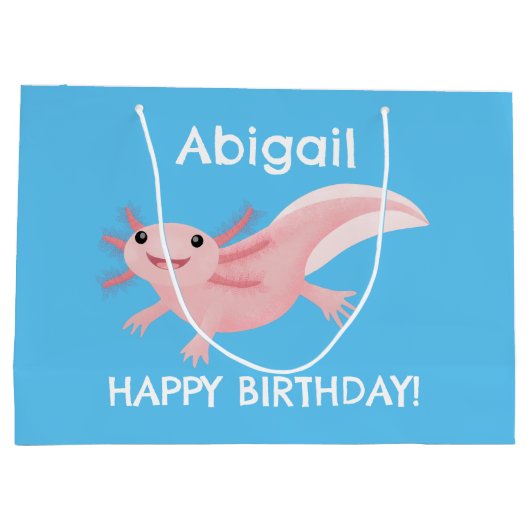 Cute roze happy axolotl groot cadeauzakje (Achterkant)