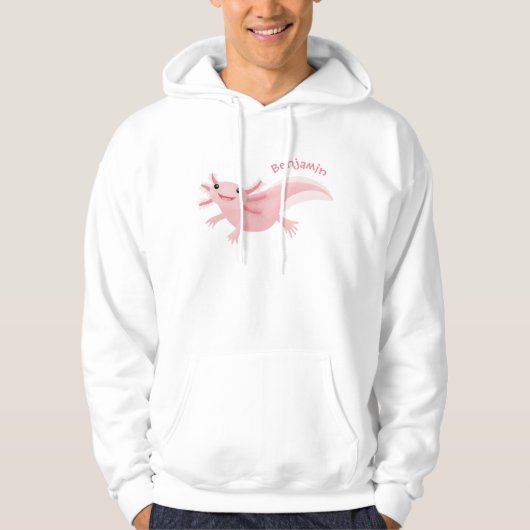 Cute roze happy axolotl hoodie (Voorkant)