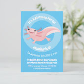 Cute roze happy axolotl kaart (Staand voorkant)