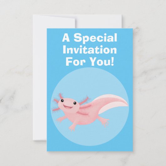 Cute roze happy axolotl kaart (Achterkant)