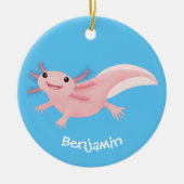 Cute roze happy axolotl keramisch ornament (Voorkant)
