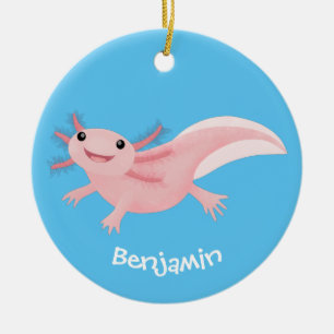 Cute roze happy axolotl keramisch ornament