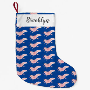 Cute roze happy axolotl kleine kerstsok