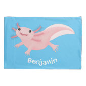Cute roze happy axolotl kussensloop (Achterkant)