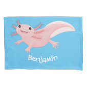 Cute roze happy axolotl kussensloop (Voorkant)