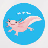Cute roze happy axolotl labels (Design 2)