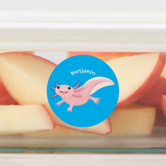 Cute roze happy axolotl labels (Aangebracht)